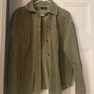 Army Green Zara Corduroy Shacket
